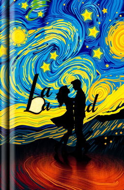 A stunning book cover design inspired by the story of La La Land, featuring elements of love, ambition, and jazz