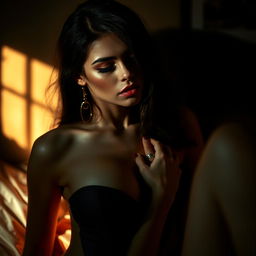 An artistic and sensual representation of a young woman resembling Madison Beer in a provocative yet tasteful manner