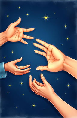 A poignant scene depicting one-sided love, featuring two hands reaching towards each other, with one hand extending out desperately while the other seems distant