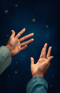 A poignant scene depicting one-sided love, featuring two hands reaching towards each other, with one hand extending out desperately while the other seems distant