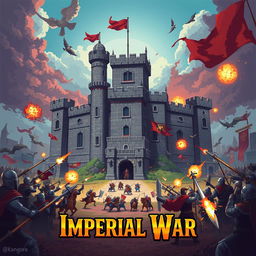 A pixel art cover illustration for a video game titled 'Imperial War'