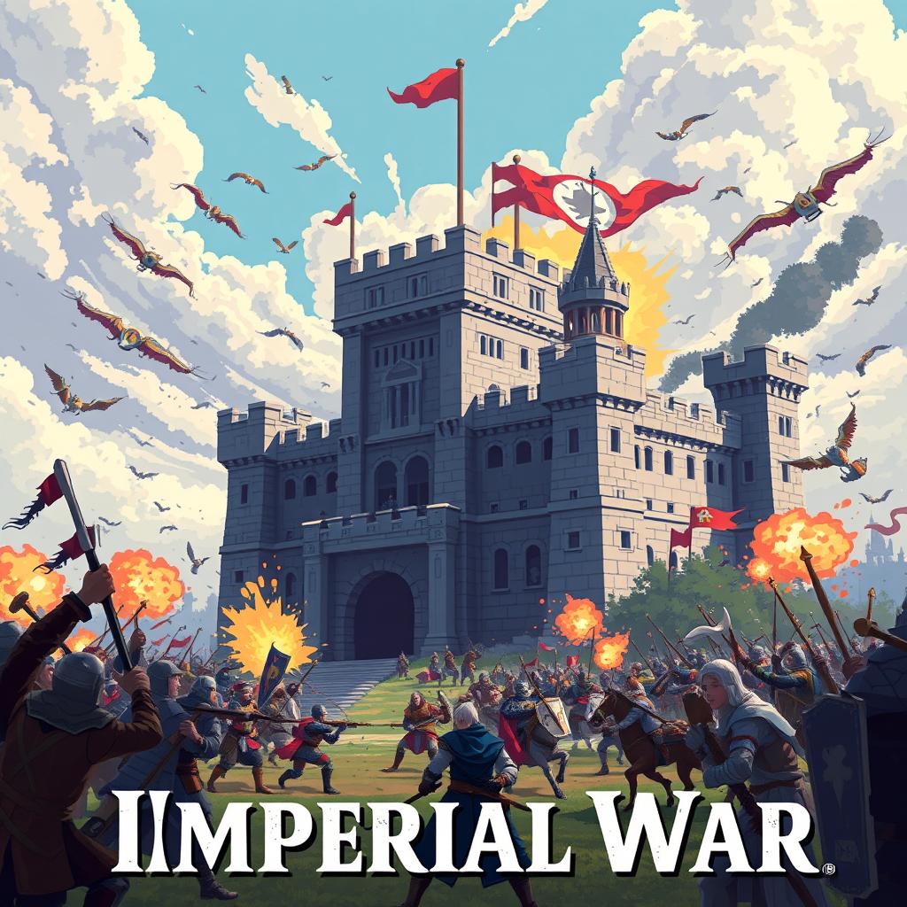 A pixel art cover illustration for a video game titled 'Imperial War'