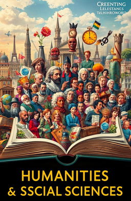 An artistic and captivating representation of the essence of humanities and social sciences, showcasing diverse elements such as literature, art, sociology, psychology, and culture
