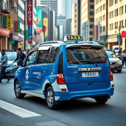 A captivating depiction of a Suzuki S-Presso GL 5P 998cc in a striking blue and white color scheme, designed as a taxi