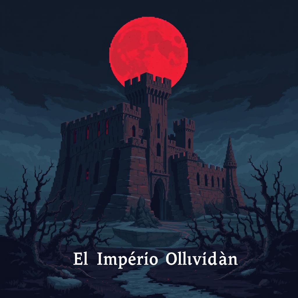 A pixel art cover illustration for a video game titled 'DLC El Imperio Olvidado'