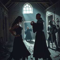 Inside a dimly lit, abandoned house, an epic battle unfolds