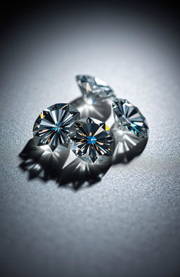 A stunning composition featuring sparkling diamonds casting intricate shadows on a textured surface