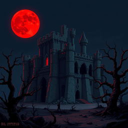 A pixel art cover illustration for a video game titled 'DLC El Imperio Olvidado'