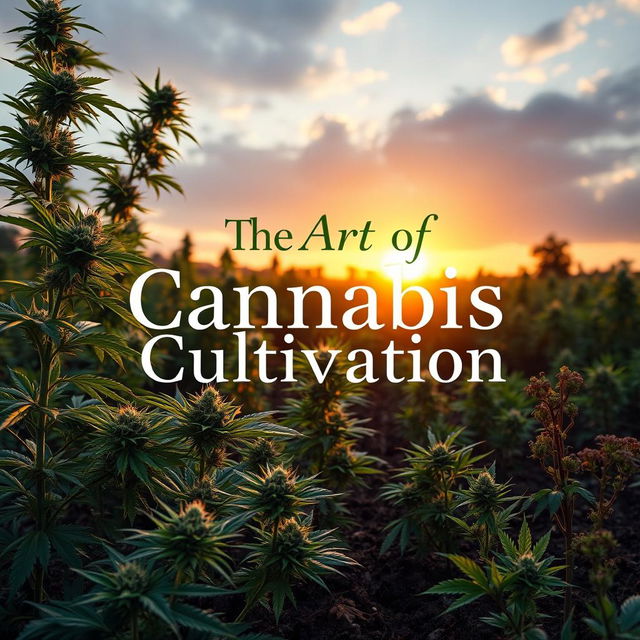 A vibrant and lush landscape showcasing a cannabis cultivation scene