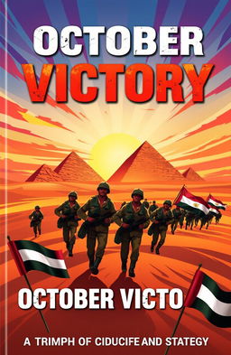 A dramatic and powerful book cover illustrating the victory of the Egyptian army in the October War