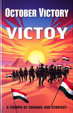A dramatic and powerful book cover illustrating the victory of the Egyptian army in the October War