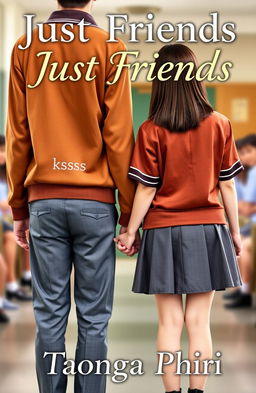 A book cover titled 'Just Friends' featuring the back view of a male and female character