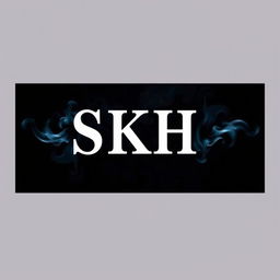 A stylized design featuring a dark background with black and deep bluish hues