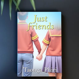 A book cover titled 'Just Friends' featuring the back view of a male and female character
