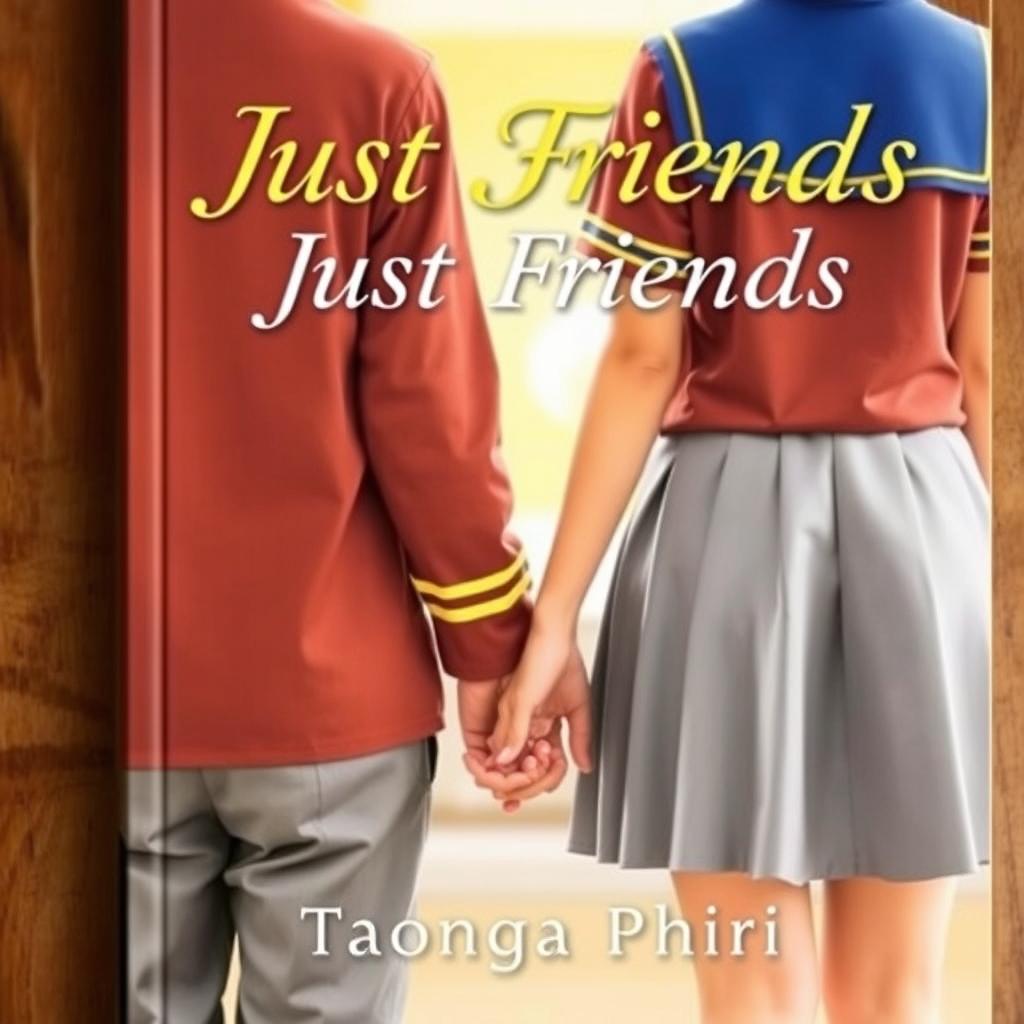 A book cover titled 'Just Friends' featuring the back view of a male and female character