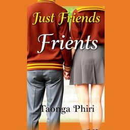 A book cover titled 'Just Friends' featuring the back view of a male and female character