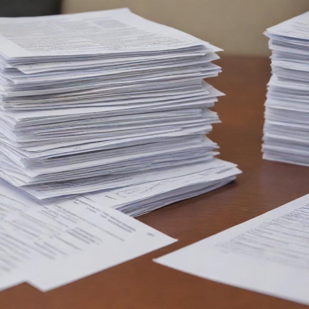 A tax professional diligently processing a stack of tax applications on their desk.