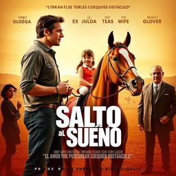 A movie poster featuring a determined-looking father, portrayed by Bradley Cooper, holding the reins of a beautiful horse