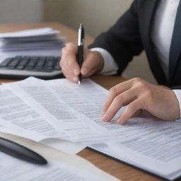 A tax professional diligently processing a stack of tax applications on their desk.