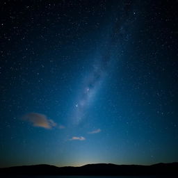 A breathtaking scene of a starry night sky filled with an abundance of twinkling stars scattered across a deep, dark blue backdrop