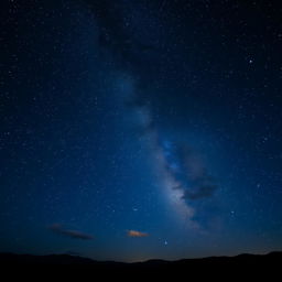 A breathtaking scene of a starry night sky filled with an abundance of twinkling stars scattered across a deep, dark blue backdrop