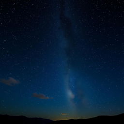 A breathtaking scene of a starry night sky filled with an abundance of twinkling stars scattered across a deep, dark blue backdrop