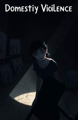An intense and dramatic illustration portraying the theme of domestic violence, highlighting the emotional struggle of a person in a dark room, with shadows emphasizing their conflicted emotions