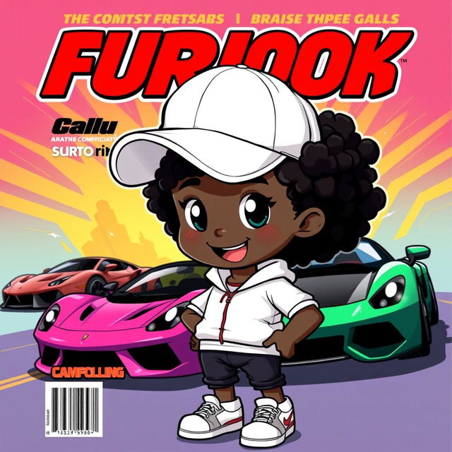 A vibrant cover featuring a cute black cartoon character with curly hair, dressed in sporty attire