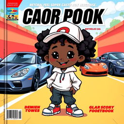 A vibrant cover featuring a cute black cartoon character with curly hair, dressed in sporty attire