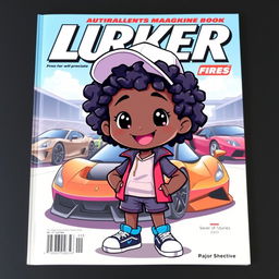 A vibrant cover featuring a cute black cartoon character with curly hair, dressed in sporty attire