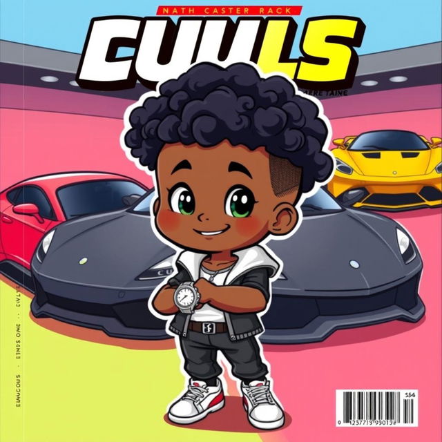 A lively cover featuring a cute black cartoon character with curly hair, dressed in sporty attire