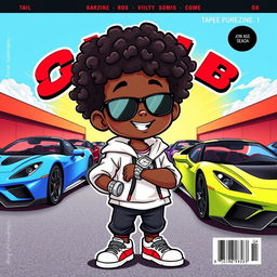 A lively cover featuring a cute black cartoon character with curly hair, dressed in sporty attire