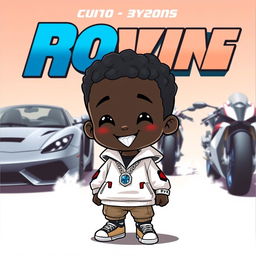 Cover featuring a small black cartoon figure with short, curly hair, dressed in sporty clothing