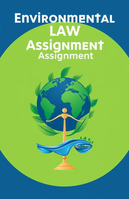 A clean and professional assignment cover for Environmental Law, featuring a green and blue color scheme symbolizing earth and nature