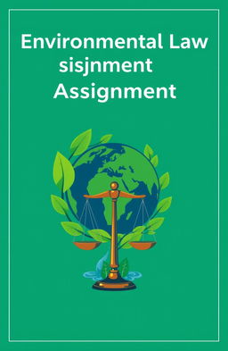 A clean and professional assignment cover for Environmental Law, featuring a green and blue color scheme symbolizing earth and nature