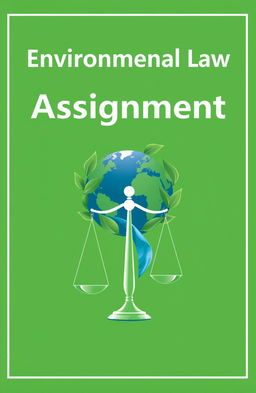 A clean and professional assignment cover for Environmental Law, featuring a green and blue color scheme symbolizing earth and nature