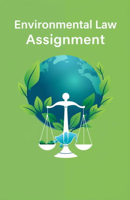 A clean and professional assignment cover for Environmental Law, featuring a green and blue color scheme symbolizing earth and nature