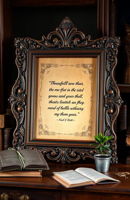 An ornate vintage frame made of intricate mahogany wood, showcasing elegant carvings and floral patterns