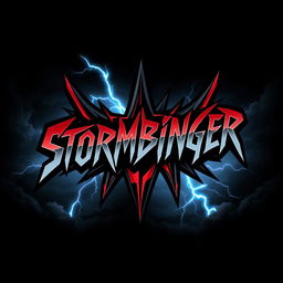A dynamic and edgy logo design for a hard rock band named 'Stormbringer'
