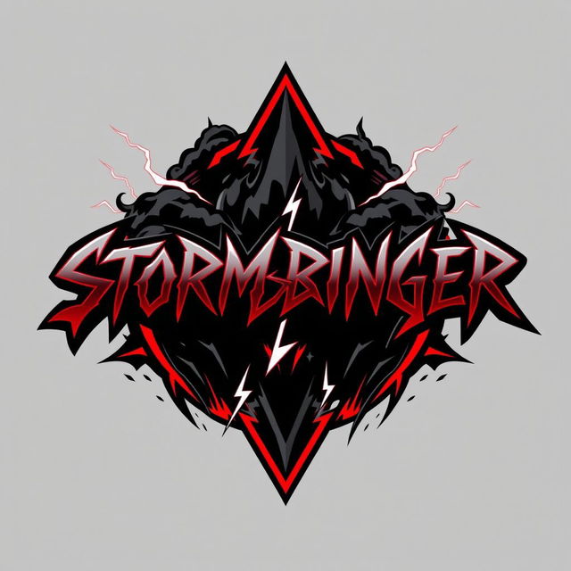 A dynamic and edgy logo design for a hard rock band named 'Stormbringer'