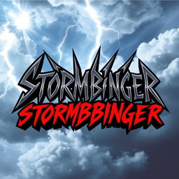 A dynamic and edgy logo design for a hard rock band named 'Stormbringer'