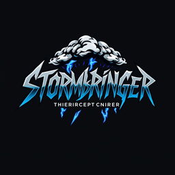 A bold and dynamic logo design for a classic hard rock band named 'Stormbringer'