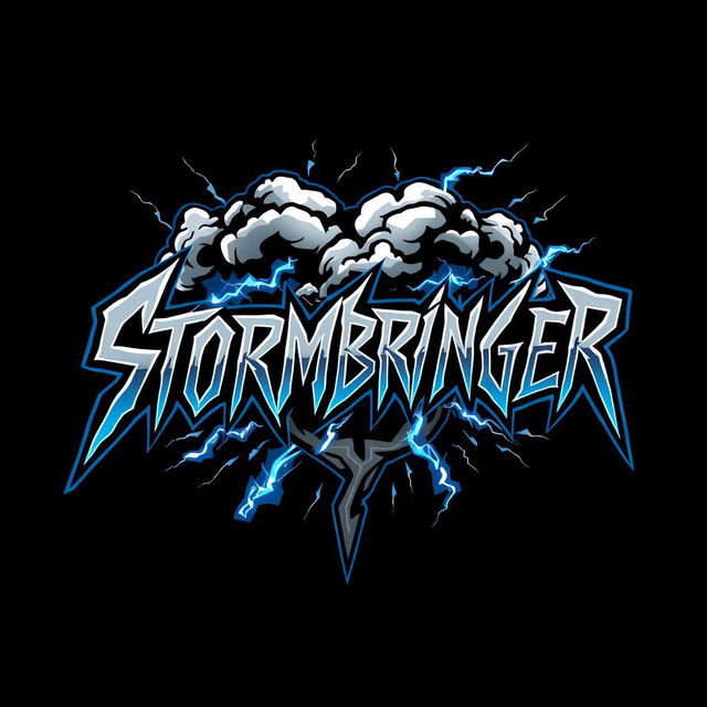 A bold and dynamic logo design for a classic hard rock band named 'Stormbringer'