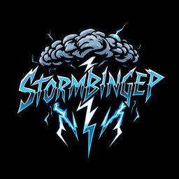 A bold and dynamic logo design for a classic hard rock band named 'Stormbringer'