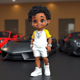 A cute figure with a sporty outfit, wearing diamond chains and a diamond watch
