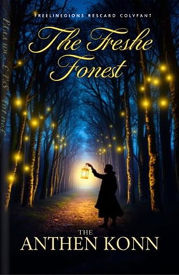 A stylish, eye-catching paperback book cover design featuring a mystical forest at twilight