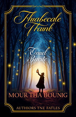 A stylish, eye-catching paperback book cover design featuring a mystical forest at twilight