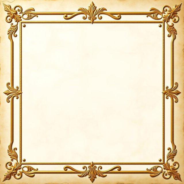 An artistic frame for a poem, featuring a classic gold and white color scheme, ornate detailing along the edges with baroque influences, a subtle textured background resembling aged parchment, and decorative wreaths made of laurel leaves in each corner, creating an elegant and timeless feel suitable for showcasing beautiful poetry