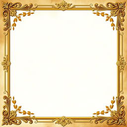 An artistic frame for a poem, featuring a classic gold and white color scheme, ornate detailing along the edges with baroque influences, a subtle textured background resembling aged parchment, and decorative wreaths made of laurel leaves in each corner, creating an elegant and timeless feel suitable for showcasing beautiful poetry