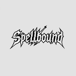A bold and striking logo for a classic hard rock band named 'Spellbound'